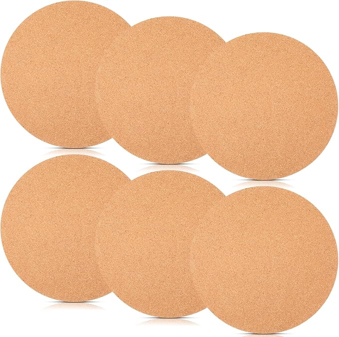 Boao 6 Pcs 12 Inch Large Cork Plant Coaster Round Cork Mat Trivet Absorbent by Boao