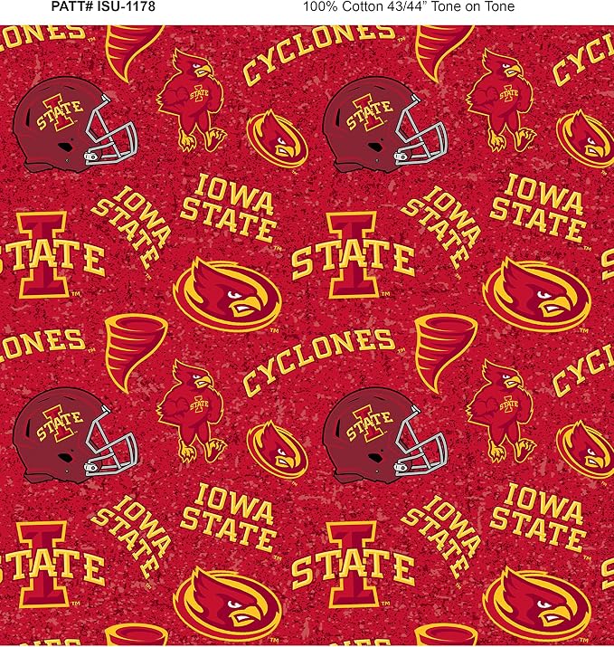 SYKEL ENTERPRISES Iowa State Cotton Fabric by SYKELENTERPRISES