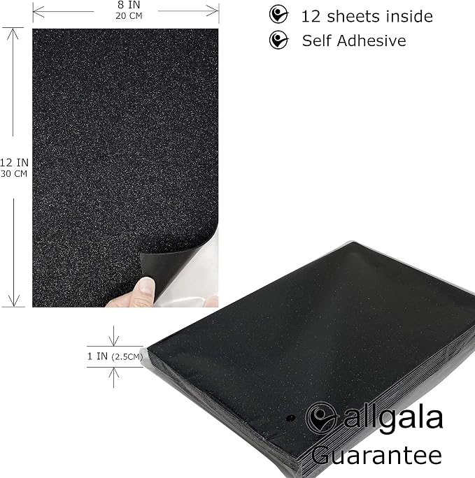 Allgala 12 Pack Glitter EVA Foam Paper 8 x 12inch Sheets-Black Color - Image 2