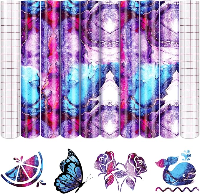 Tintnut Marble Permanent Vinyl 8 Pcs 12x10in Blue Purple Adhesive Vinyl | by Tintnut
