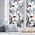 Stained Glass Window Privacy Film: Non-Adhesive Sun and Landscape Mosaic Design - Image 4