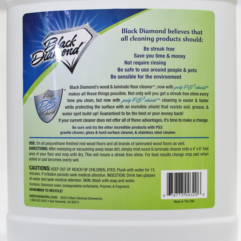 Black Diamond Stoneworks Wood & Laminate Floor Cleaner- Ready to Use Non-Toxic No-Rinse Formula - Safe for Vinyl, Wood, and Engineered Floors (160 FL Oz)