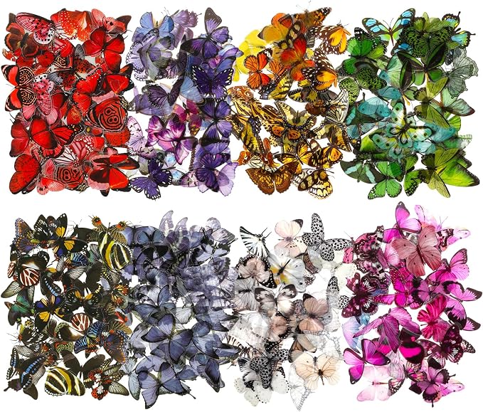 COMNICO 240PCS Butterfly Stickers, PET Waterproof Transparent Colorful Decals by COMNICO