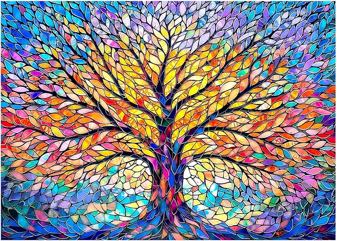 Tree of Life Mosaic Puzzles for Adults 1000 Pieces, Challenging Jigsaw Puzzles by FLYHOUR