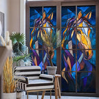 Stained Glass Window Privacy Film: Non-Adhesive Sun and Landscape Mosaic Design - Image 3