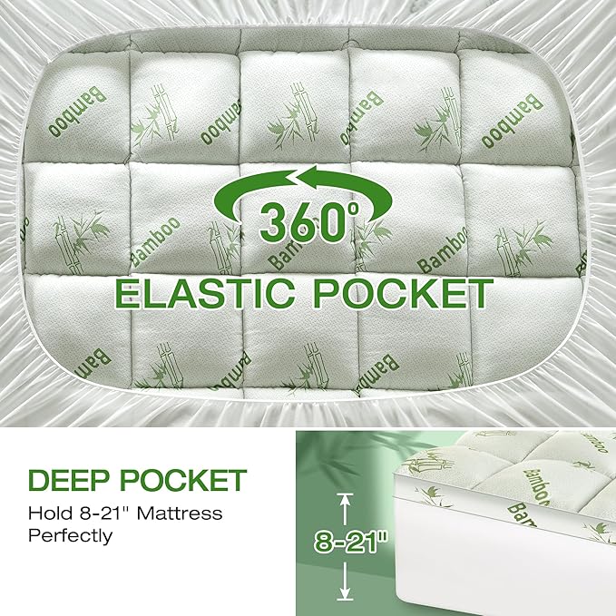 Mattress Topper Twin XL Size Viscose Derived from Bamboo, Thick Soft Pillow Top - Image 6