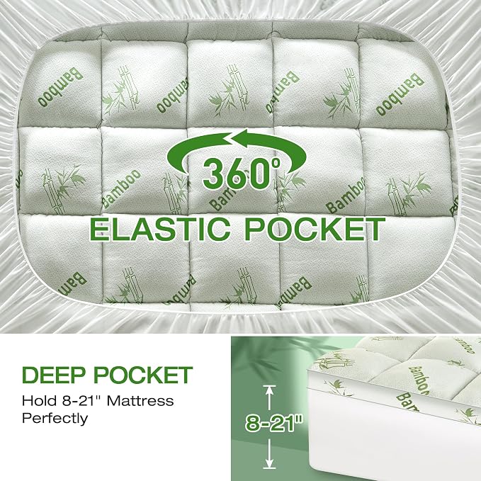Mattress Topper Queen Size Viscose Derived from Bamboo, Thick Soft Pillow Top - Image 6