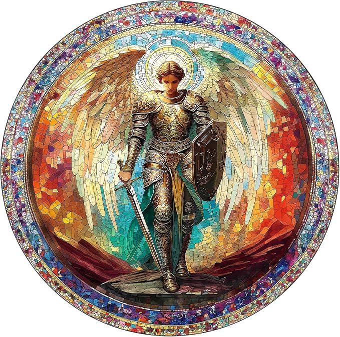Jigfoxy Wooden Puzzles for Adults, Archangel Michael Wood Puzzles Adult by Jigfoxy