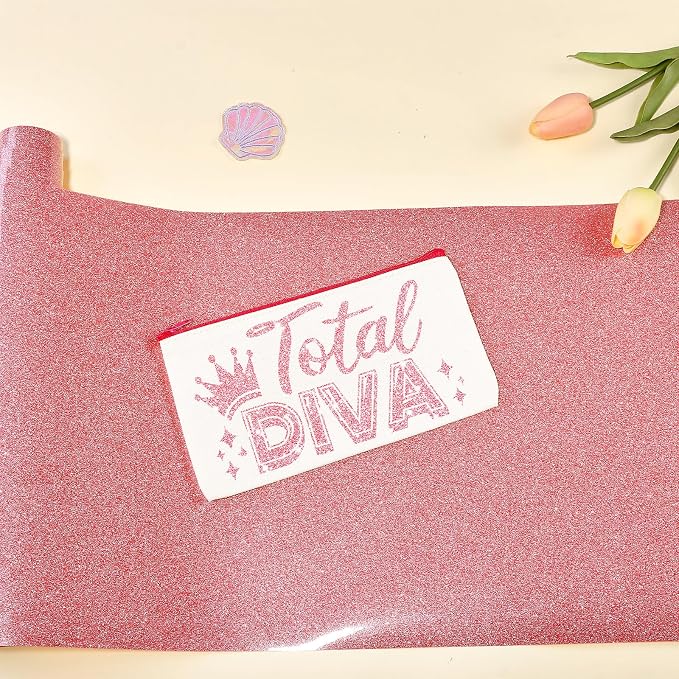 Tintnut Pink Glitter Heat Transfer Vinyl Roll, easy cut & weed, stretch washable - Image 4