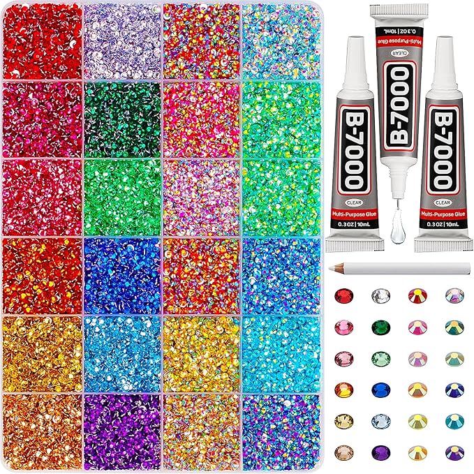 33000Pcs 3mm SS10 Rhinestones for Bedazzling, Flatback Gems Starter Bedazzler by Worthofbest