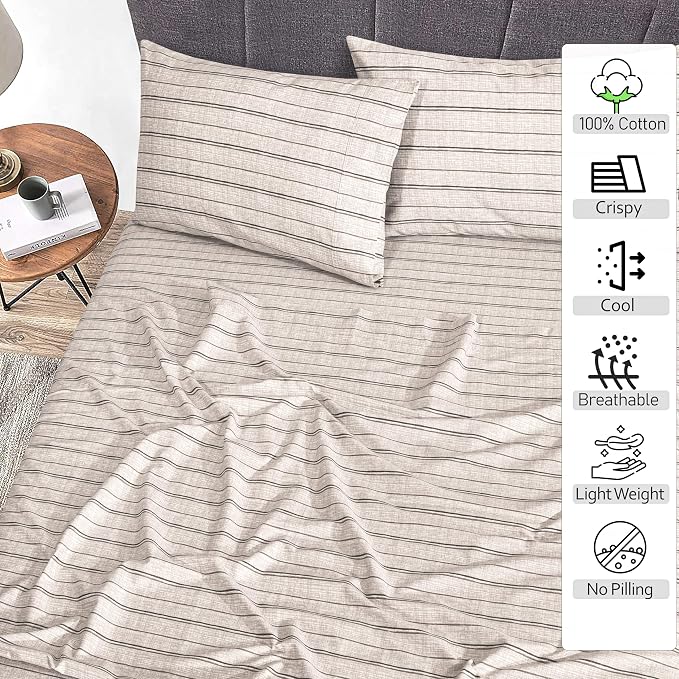 RUVANTI 100% Cotton Sheets – Twin XL Size Percale Bedding, Cooling & Breathable - Image 2