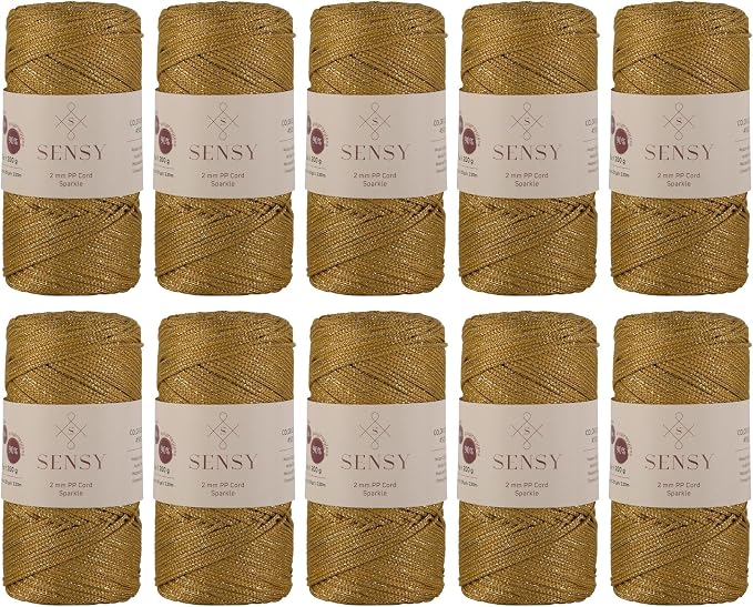 10 Skeins of Sensy Premium 2mm 251 Yards Sparkle Polyester Rope 90% by SSENSY
