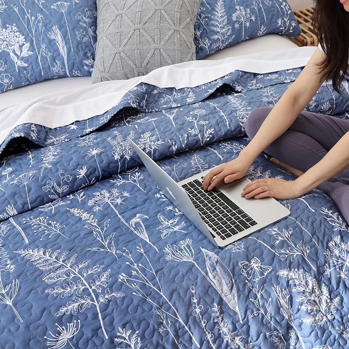 JANZAA Quilt King Size Infinity Blue Quilt Bed Spread Boho Quilt - Image 9