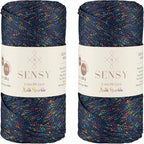 2 Pack of Sensy Premium 2mm 251 Yards Sparkle Polyester Rope 90% Polypropylene by SSENSY