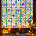 Windimiley Stained Glass Window Privacy Film:3D Colorful Geometric Decorative by WindimileyDecor