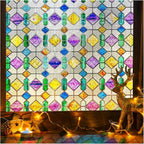 Windimiley Stained Glass Window Privacy Film:3D Colorful Geometric Decorative by WindimileyDecor