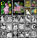 Zhanmai 48 Pcs Fuzzy Velvet Coloring Posters Artistic Edition Animal Fuzzy by Zhanmai