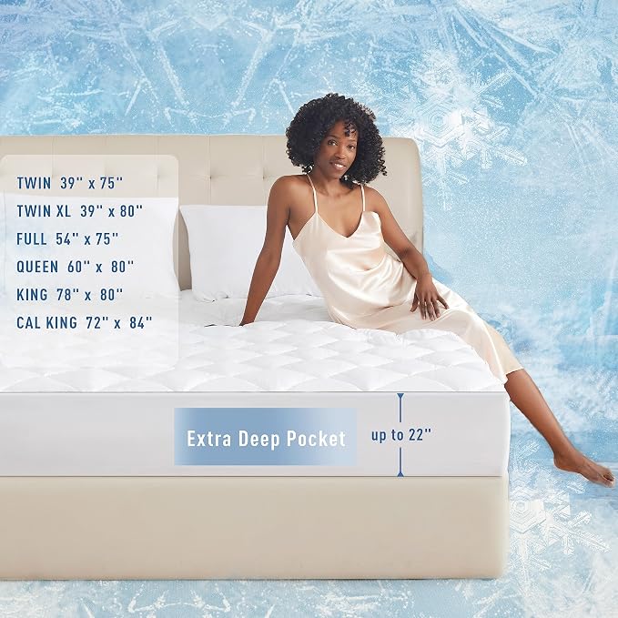 Sunflower Cooling Quilted King Mattress Protector, Mattress Pad Chill Soft - Image 5