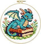 Zhenqing Cute Dragon on Books Stamped Cross Stitch Kit by ZhenqingHomeFlagship