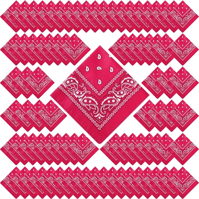 100 Pack Bandanas Unisex Paisley Bandanas Bulk Multi Purpose Cowboy Head Wrap by Handepo