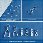 PH PandaHall 90pcs Brass Pinch Bails, 6 Sizes, Dangle Charm Bead Pendant - Image 2