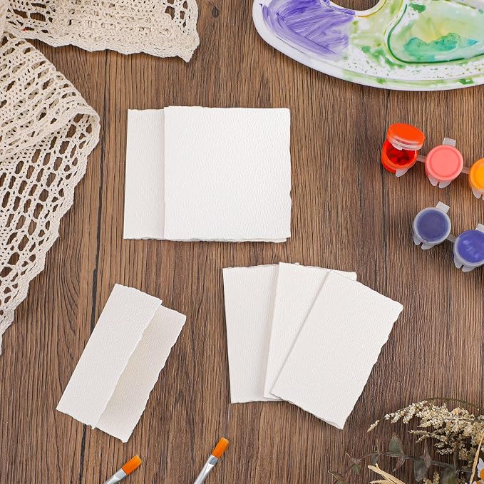 25 Sheets Watercolor Paper 3.5 x 2, 300 GSM Deckled Edge Paper Rough/Textured - Image 3