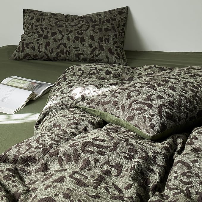 mixinni Leopard Duvet Cover Full Size, Premium Yarn-Dyed Jacquard Cotton Duvet - Image 4