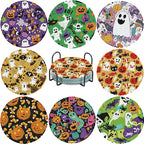 EWJRNSF 8 PCS Cute Ghost Diamond Art Coasters Kit by EWJRNSFDiamondPainting