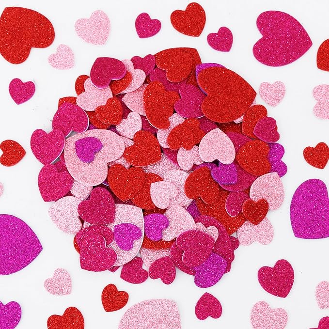 BEISHIDA 392 Pcs Glitter Foam Heart Stickers，Red Pink Purple Heart Shapes by Beishida