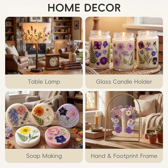 LUXEEASE 100P Purple Dried Pressed Flowers | Dusty mauve shades, big to tiny - Image 6