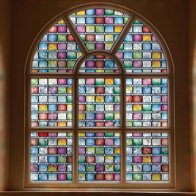 Stained Glass Window Film, Rainbow Tint, Privacy Film, Decorative Stickers by FEOMOSDIRECT