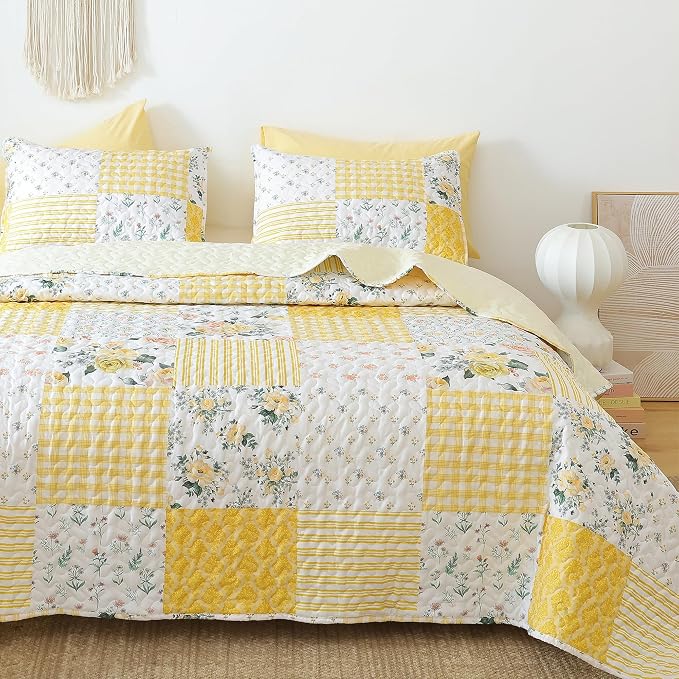 YIKUSH Quilt Sets Twin Size Floral Quilt Set 2 Pieces Bedding Set Bedspreads by YIKUSH