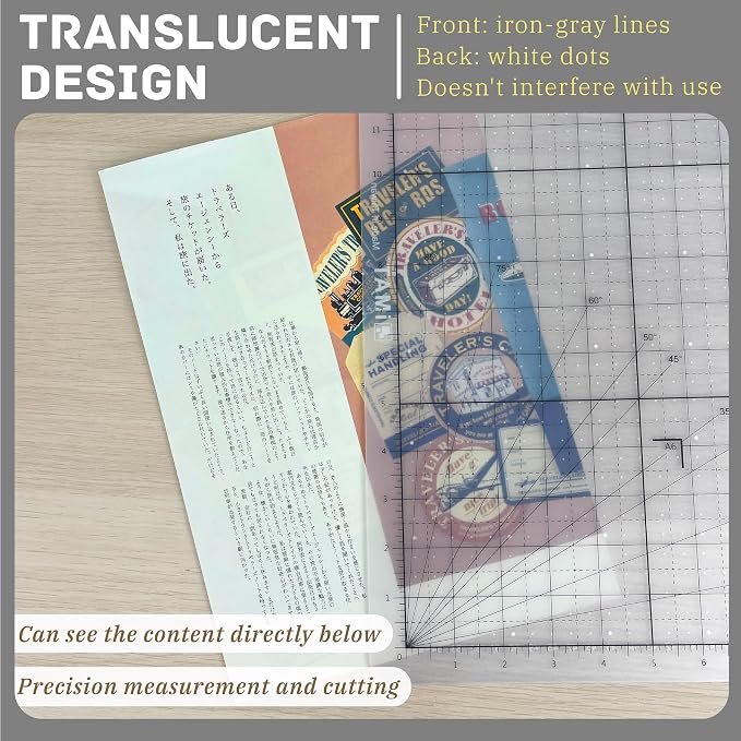 iMAT Flip Cutting Mat Note A2, Double-Sided, Translucent | Inch grid front - Image 3