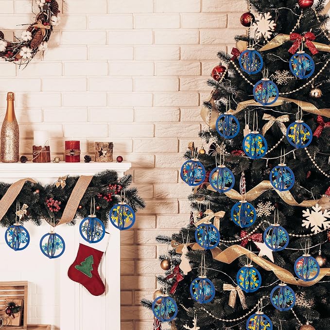 Chunful 72 Pcs DIY Snowflake Wooden Crafts to Paint Winter Snowflake Ornaments - Image 4