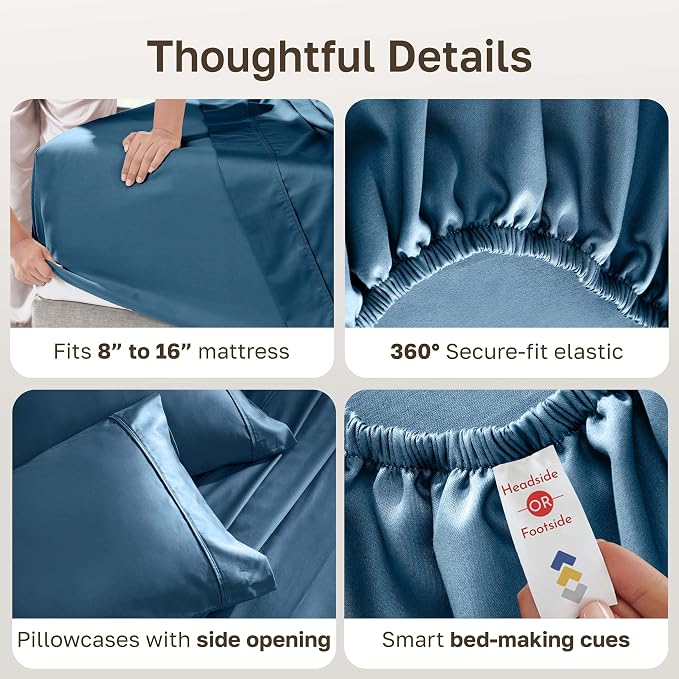 California Design Den Soft Queen Size 100% Cotton Sheet Sets, 400 TC Good - Image 5