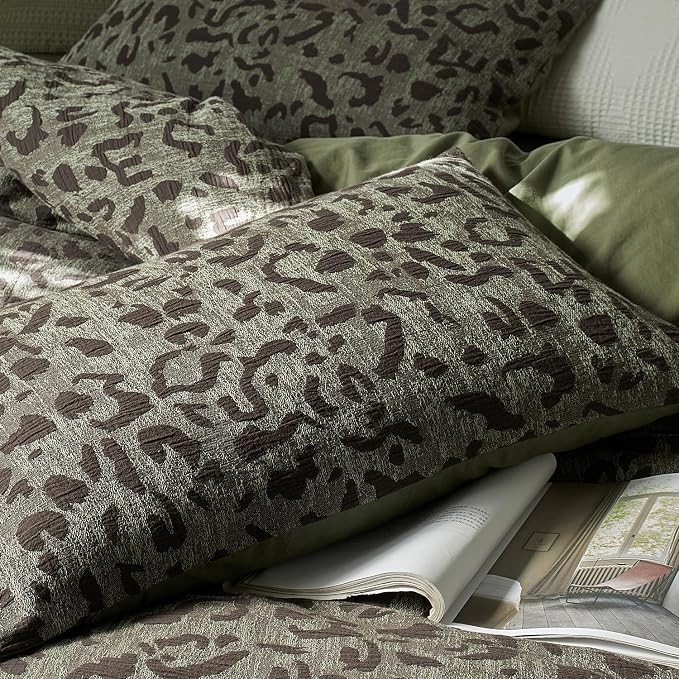 mixinni Leopard Duvet Cover King Size, Premium Yarn-Dyed Jacquard Cotton Duvet - Image 7