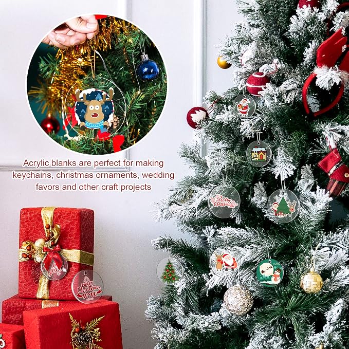 4 Inch Acrylic Ornaments Blanks, Christmas Decor, Keychain Engraving, and DIY - Image 7