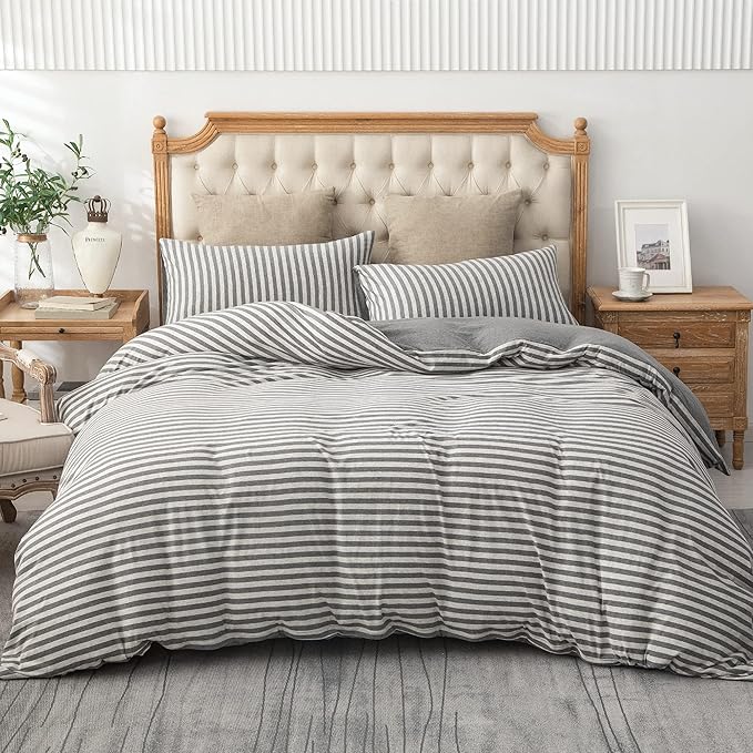 PURE ERA Jersey Knit Duvet Cover Set 100% T-Shirt Heather Cotton Super Soft - Image 6