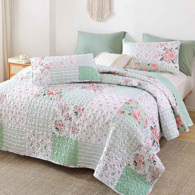 YIKUSH Quilt Sets Twin Size Floral Quilt Set 2 Pieces Bedding Set Bedspreads - Image 6