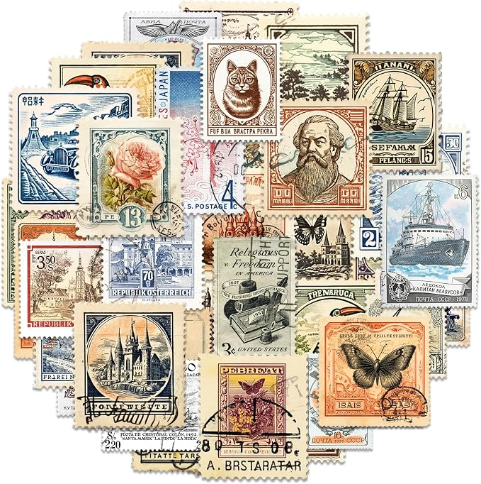 Vintage Scrapbook Stickers Set, Retro Stickers by PRSTINCOL