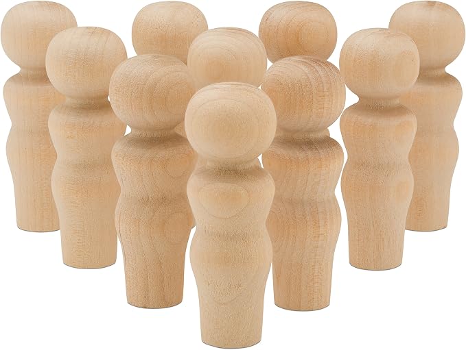 Wooden Peg Dolls Unfinished 2-1/4 inch, Mom Shape by Woodpeckers