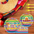 96 Pieces Fiesta Party Decorations Mexican Plates Tableware Set - Image 5