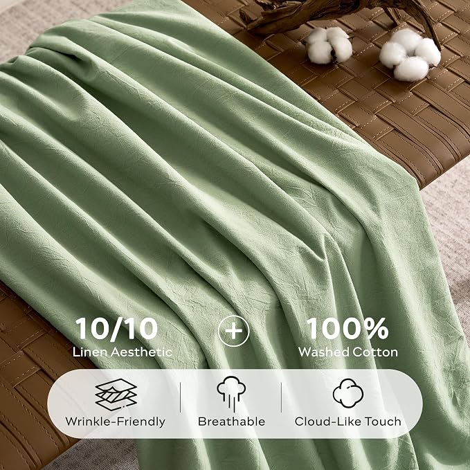 JELLYMONI 100% Washed Cotton Duvet Cover King – Soft, Breathable Linen-Look - Image 3