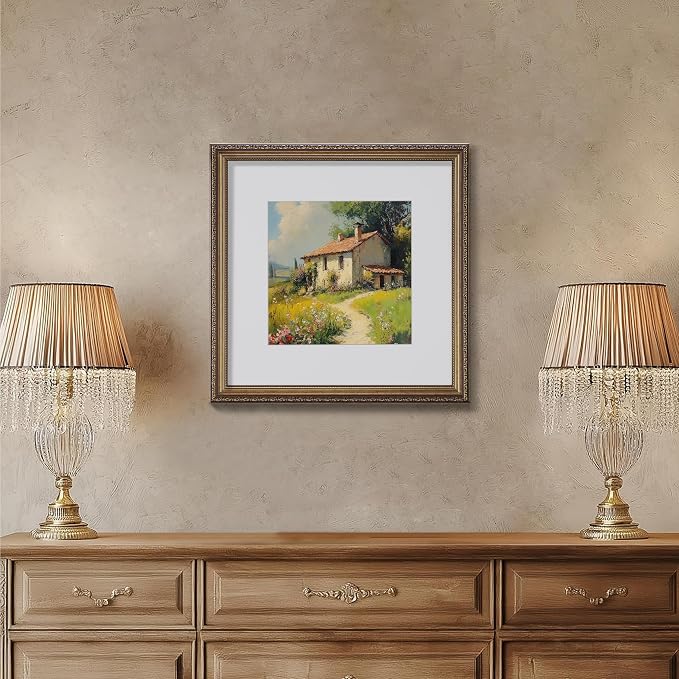 eletecpro 12x12 Vintage Picture Frame, Glass Cover, Bronze Gold, Wall Mount - Image 6