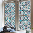 JiffDiff Blue Window Privacy Film Decorative Window Tint Film Stained Glass by wallpaper
