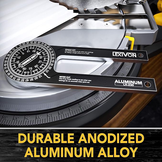 LEXIVON Aluminum Miter Saw Protractor | 7-Inch Rust Proof Angle Finder - Image 2