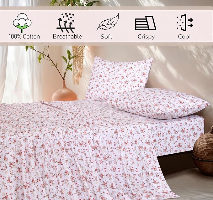 RUVANTI 100% Cotton Sheets – Twin Size Percale Bedding, Cooling & Breathable - Image 5