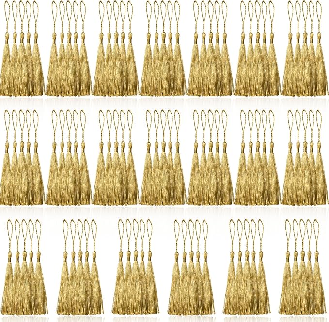 100 Pcs Gold Mini Tassels 13cm/5 Inch by CREATRILL