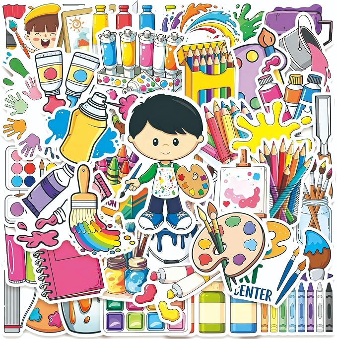 50 Pcs Cute Art Painting Supply Stickers - Image 2