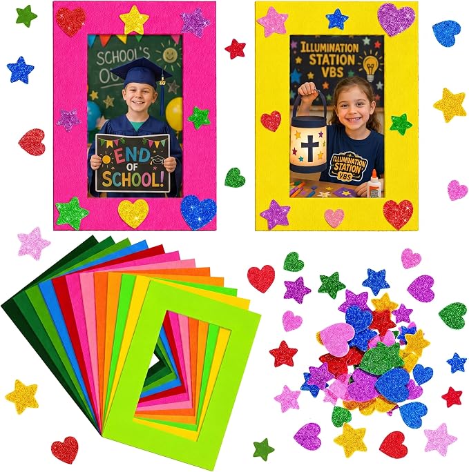 Jetec 24 Pieces Colorful Felt Photo Frames Holiday Picture Frames and 50 Pieces by Jetec